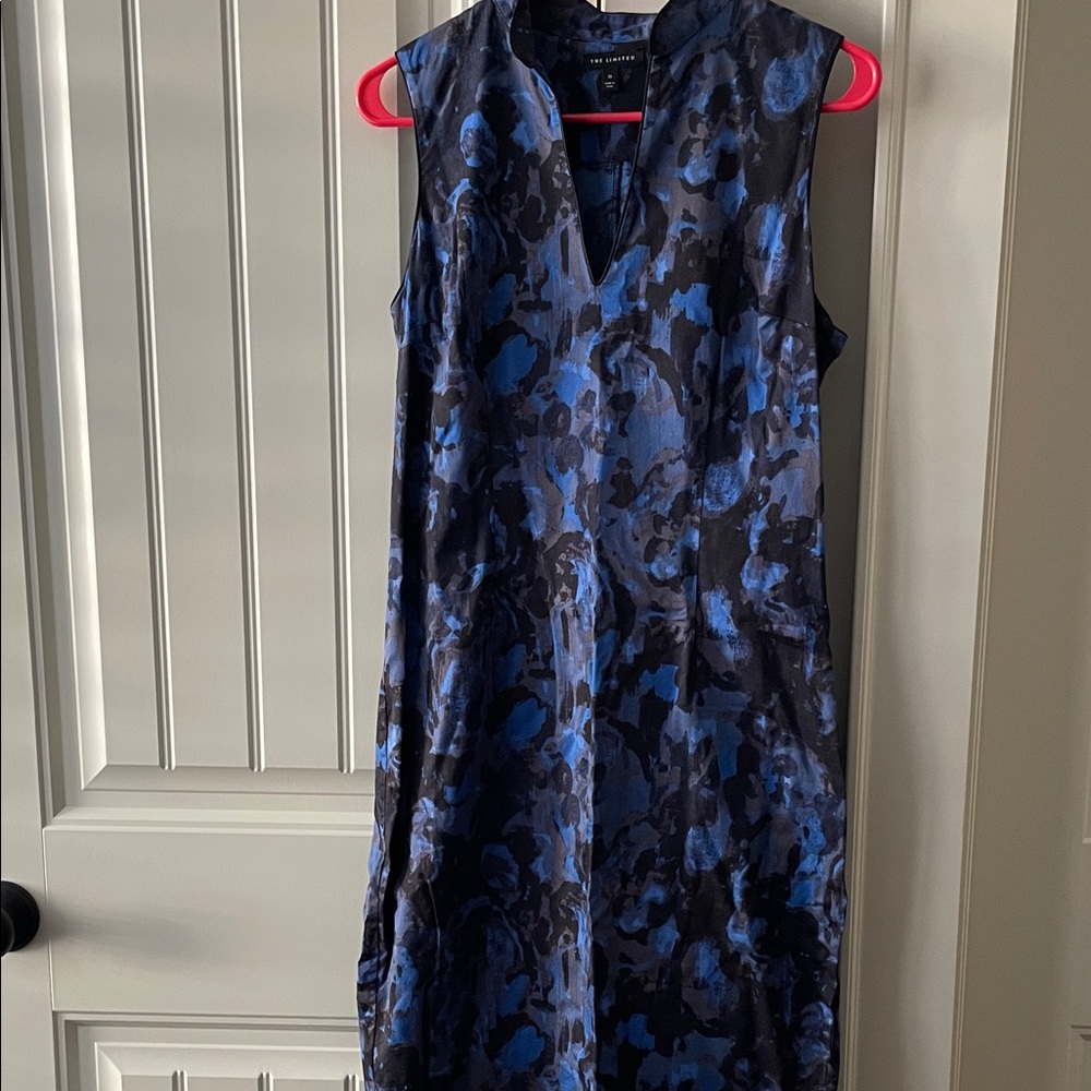 The Limited Blue and Black Patterned Midi Dress